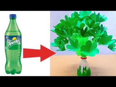 Plastic Bottle Flower Vase Craft | Paper Flowers | Home Decor Ideas |