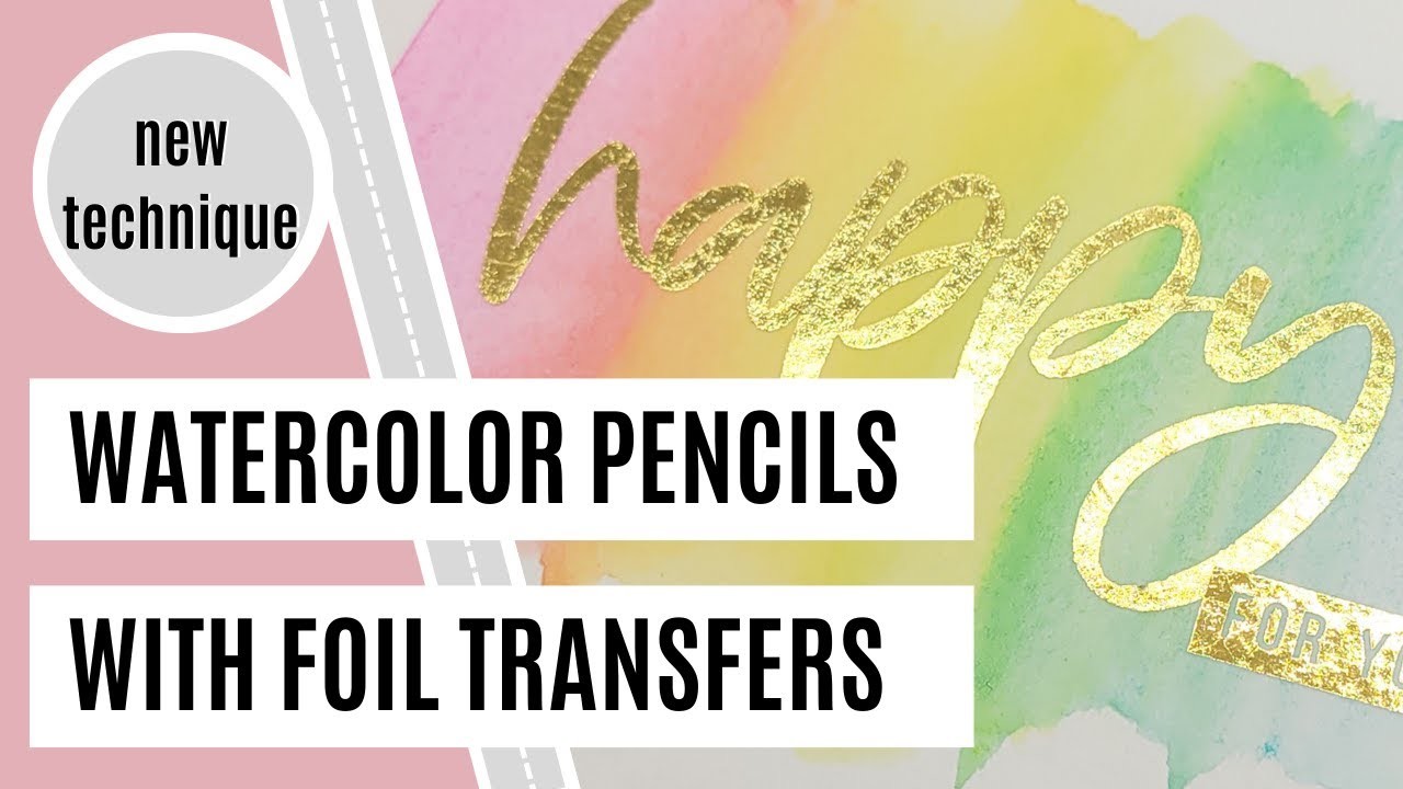 Trying Tim Holtz distress watercolor pencils and Adhesive foil transfers for the first time