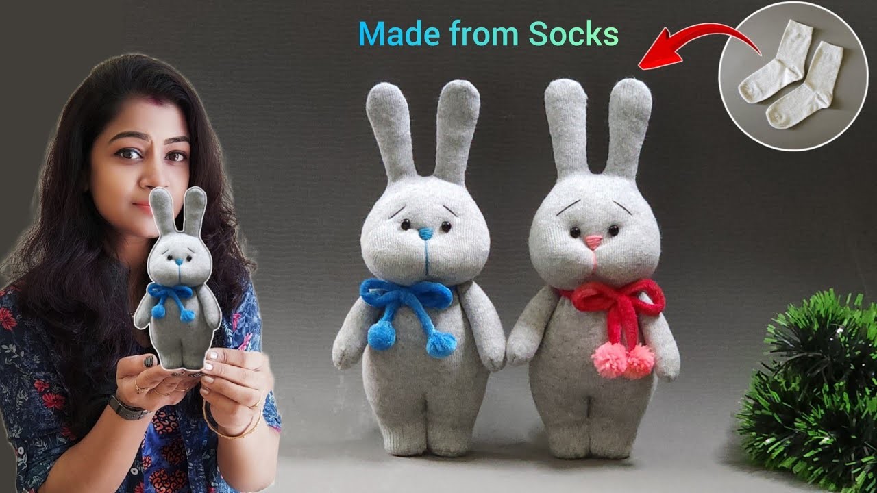 ???? Wonderful Bunnies from socks???????? Rabbit craft - gift idea