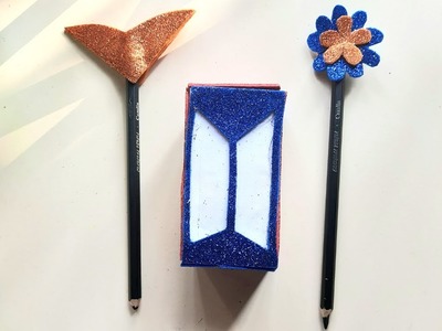 3DIY Pencil Toppers | DIY Pencil Sharpener Box | Homemade Craft | School Craft Ideas | Glitter Paper