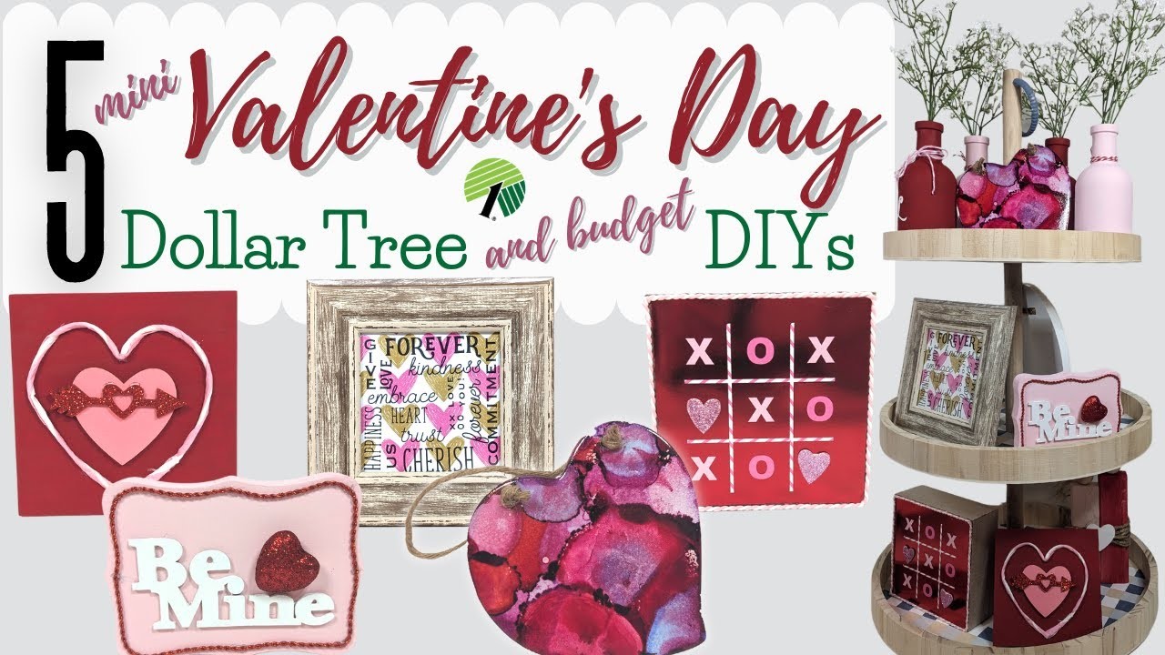 5 NEW DOLLAR TREE AND BUDGET VALENTINES DAY DECORATION DIYS FOR YOUR TIERED TRAY | MINIS CHALLENGE