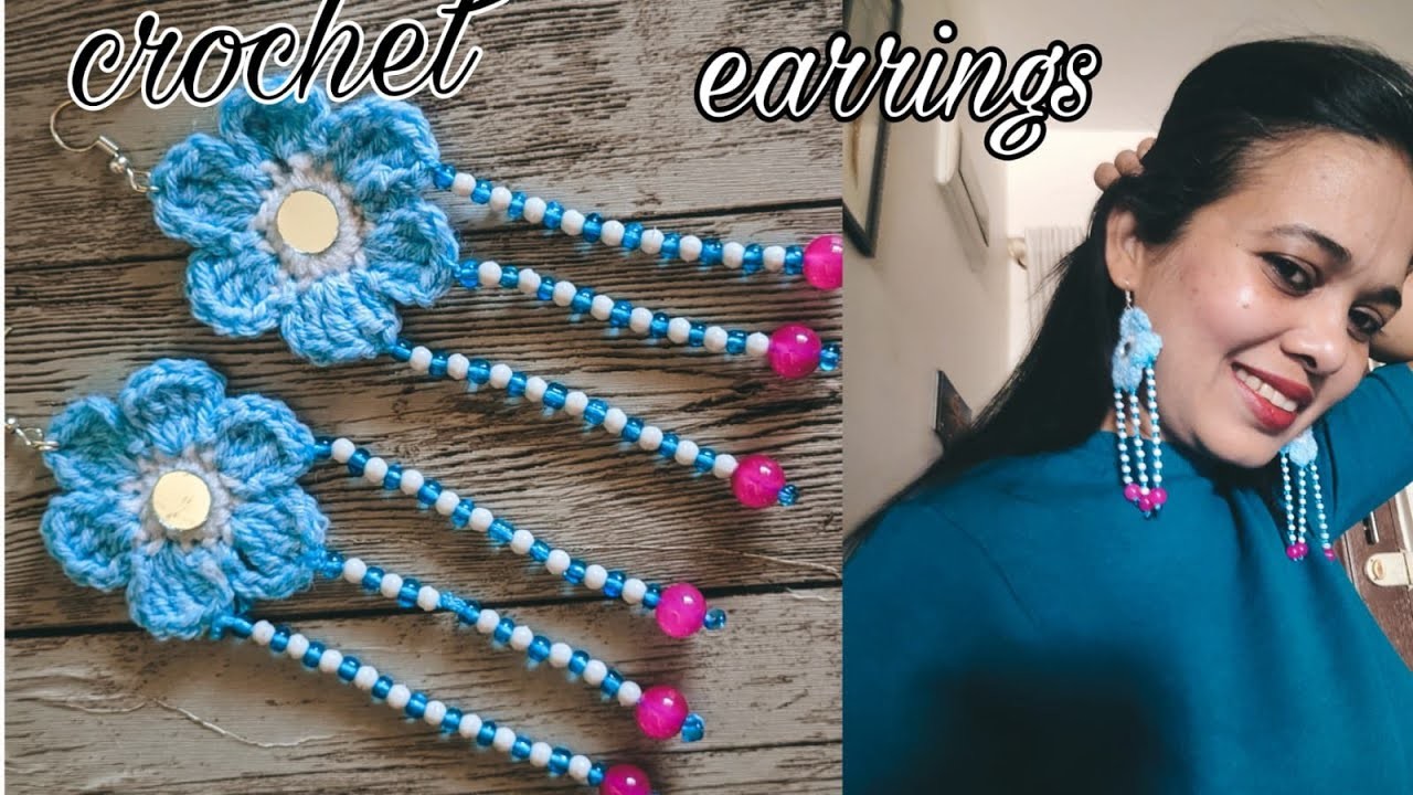 6 PETAL  Crochet flower earrings DIY flower earrings jewelry tutorial learn to make jewelry