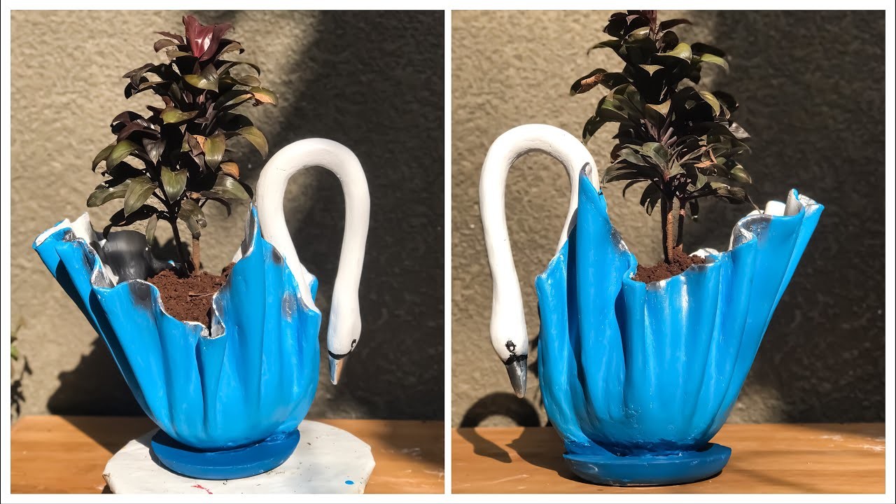 Beautiful Swan Pot.Cement Craft.DIY Projects
