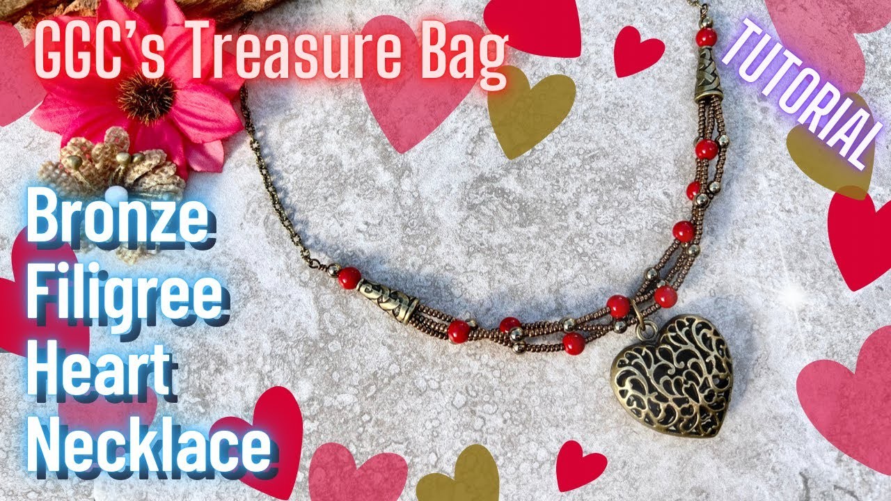 Bronze Filigree Heart Necklace | DIY Jewelry | GGC Treasure Bag