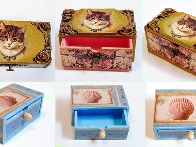 DIY : 2 Jewelry Box Ideas | decoupage | Craft ideas with Paper and Cardboard | Paper craft