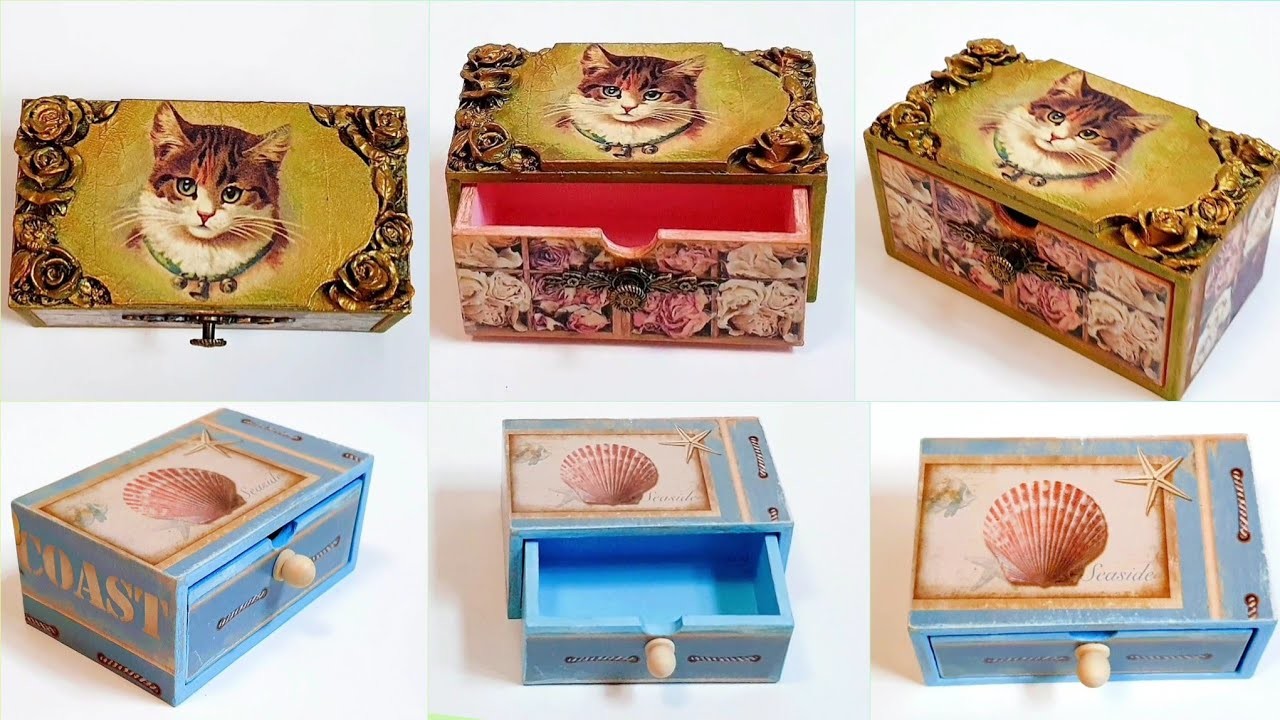 DIY : 2 Jewelry Box Ideas | decoupage | Craft ideas with Paper and Cardboard | Paper craft