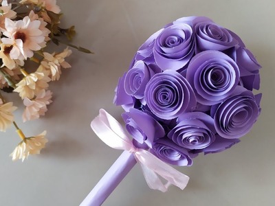 DIY flower bouquet from paper.paper craft.rose flower paper