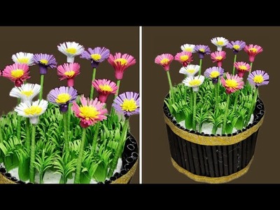 Diy flower pot decorative showpiece | Paper Craft | paper flower vase