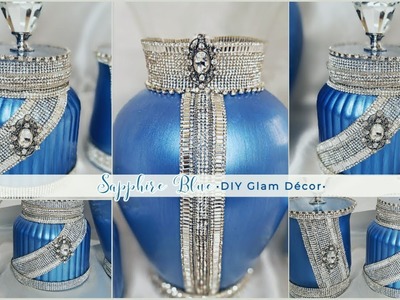 DIY Glam Sapphire Blue Vase and Dollar Tree Glam DIY Décor | 2023 Glam Home Decorating Ideas