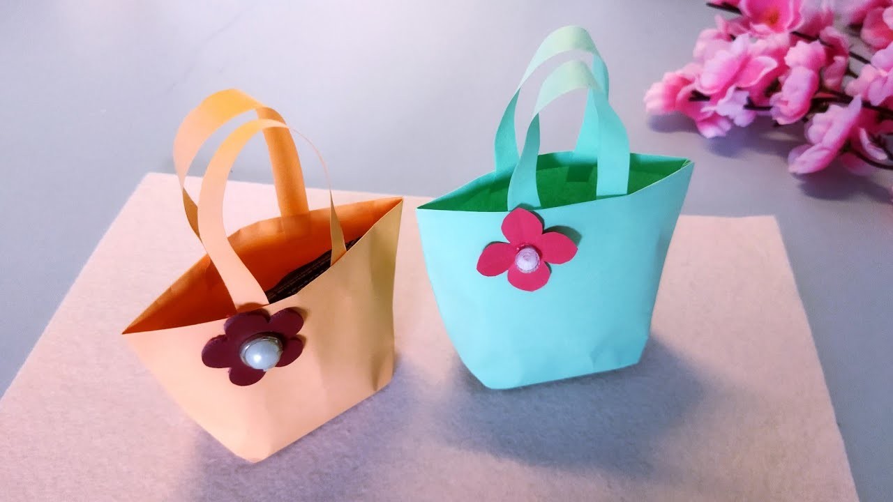 DIY Mini Paper Bag. Paper Craft. Easy Origami Bag DIY