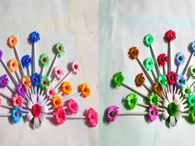 Diy Paper Flower Wall Hanging Craft Idea | Paper Craft For Wall Decoration Idea | paper Wall Mat