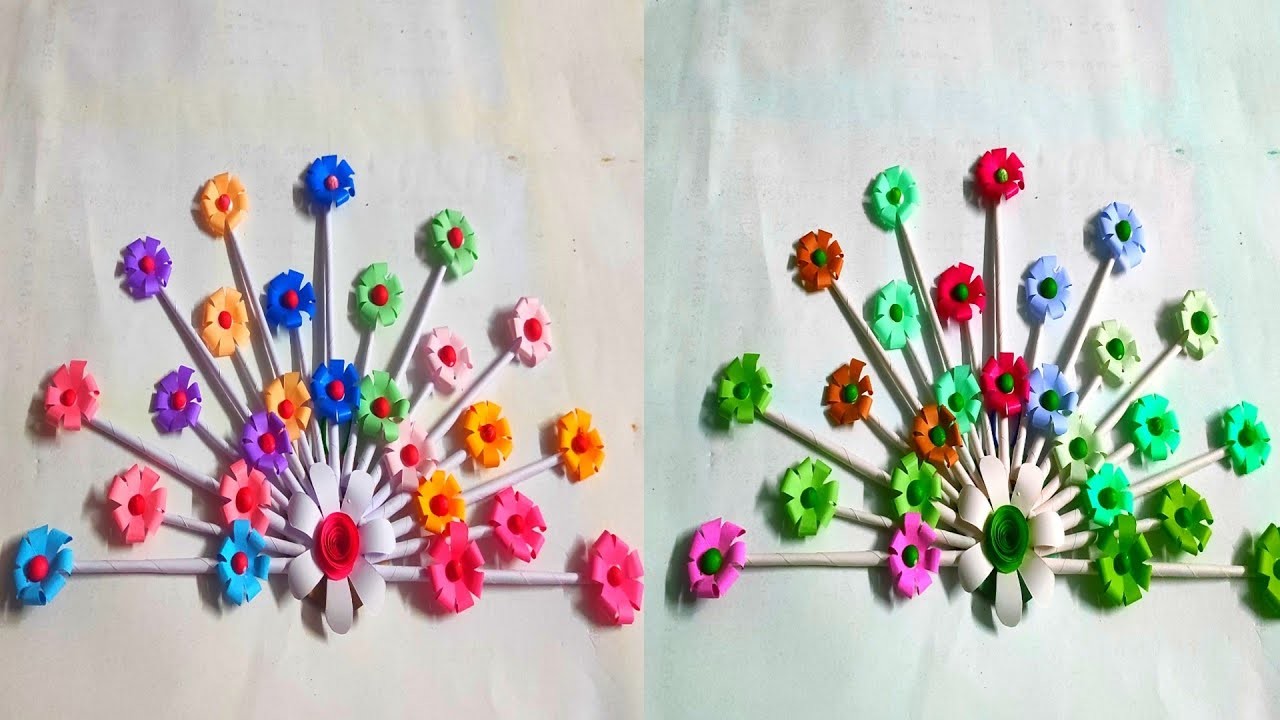 Diy Paper Flower Wall Hanging Craft Idea | Paper Craft For Wall Decoration Idea | paper Wall Mat