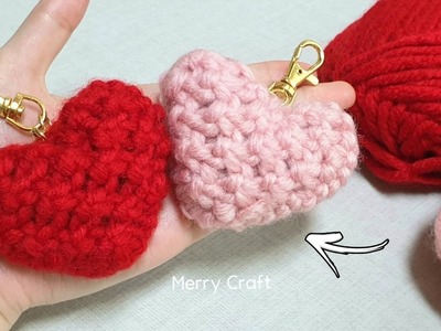 Easy Heart Keychains Making with Wool - Valentine's Day Ideas - DIY Gift Craft idea