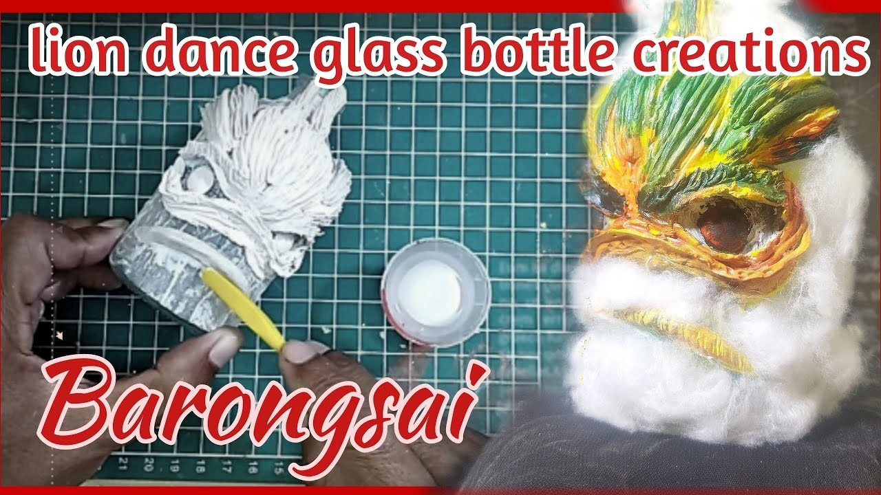 How to decorate glass bottles with clay like a lion dance | DIY | barongsai