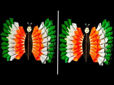 How to make a Tricolour Butterfly Craft by Paper. DIY Republic Day Craft. Paper Craft. Doll Craft