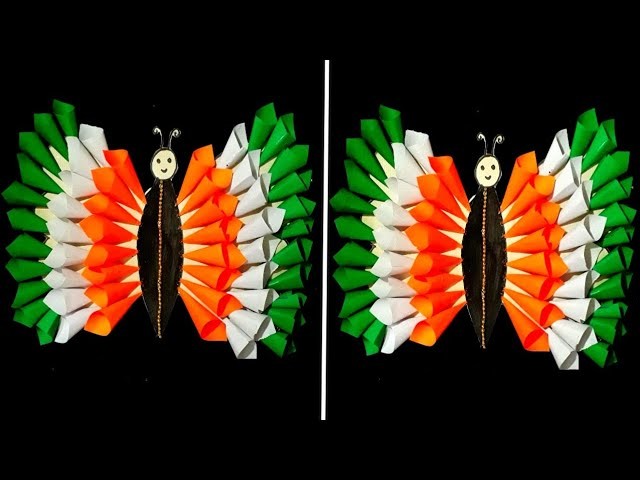 How to make a Tricolour Butterfly Craft by Paper. DIY Republic Day Craft. Paper Craft. Doll Craft