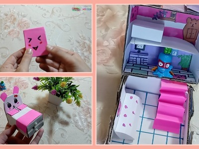 How to make paper doll house box at home | mini jewelry organizer box and mini diary easy craft idea