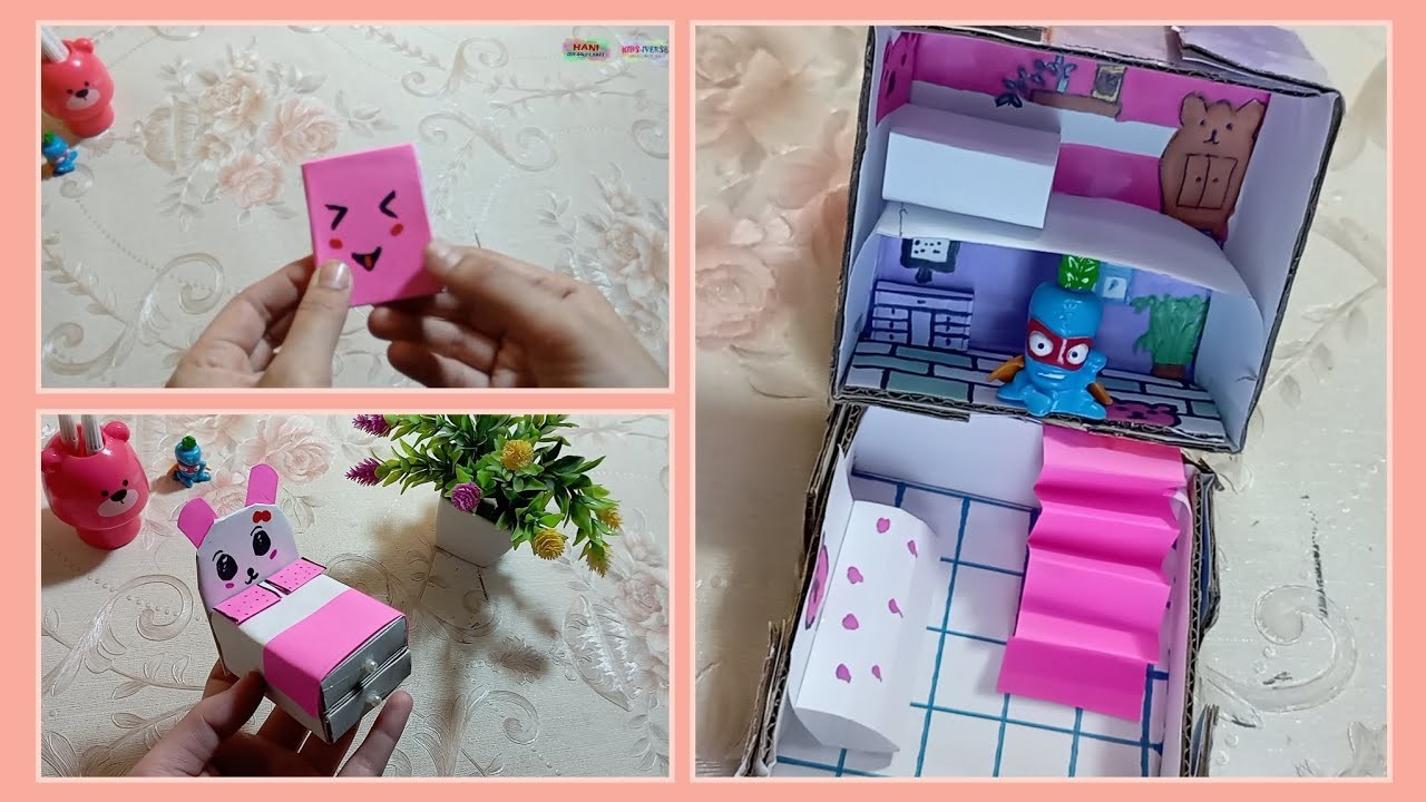 How to make paper doll house box at home | mini jewelry organizer box and mini diary easy craft idea