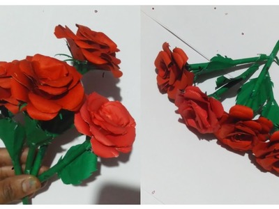 Rose Flower From Paper.How To Make Paper Rose.Paper Se Rose Banana