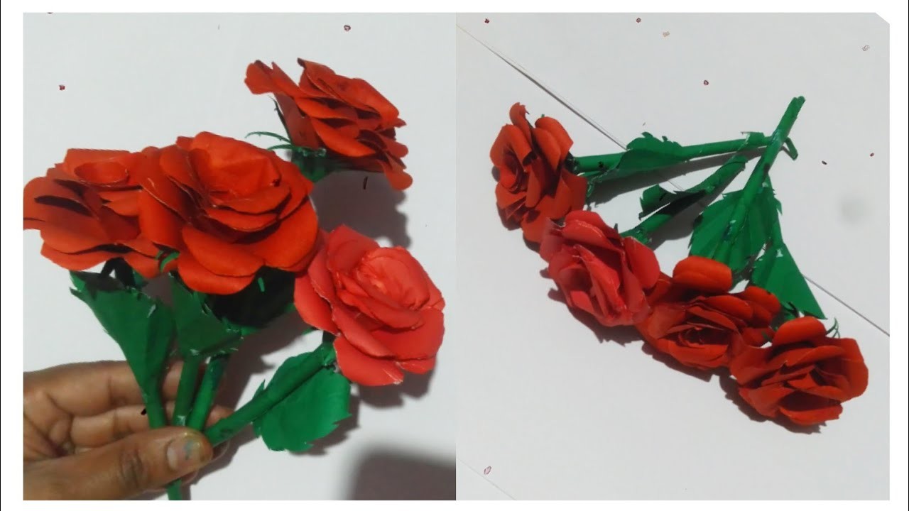 Rose Flower From Paper.How To Make Paper Rose.Paper Se Rose Banana