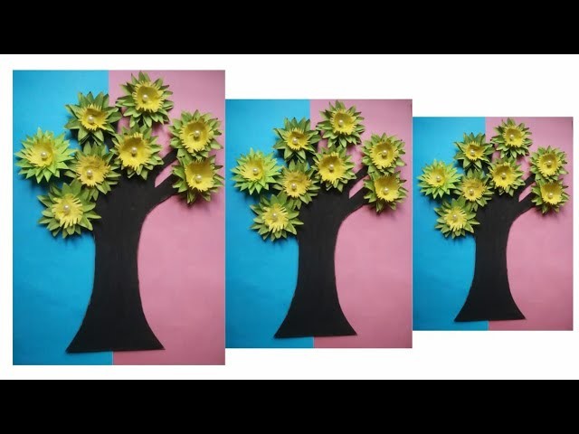 Tree wall Decor ldeas.Easy paper Craft.paper wall Hanging.paper wallmate.How to make paper craft