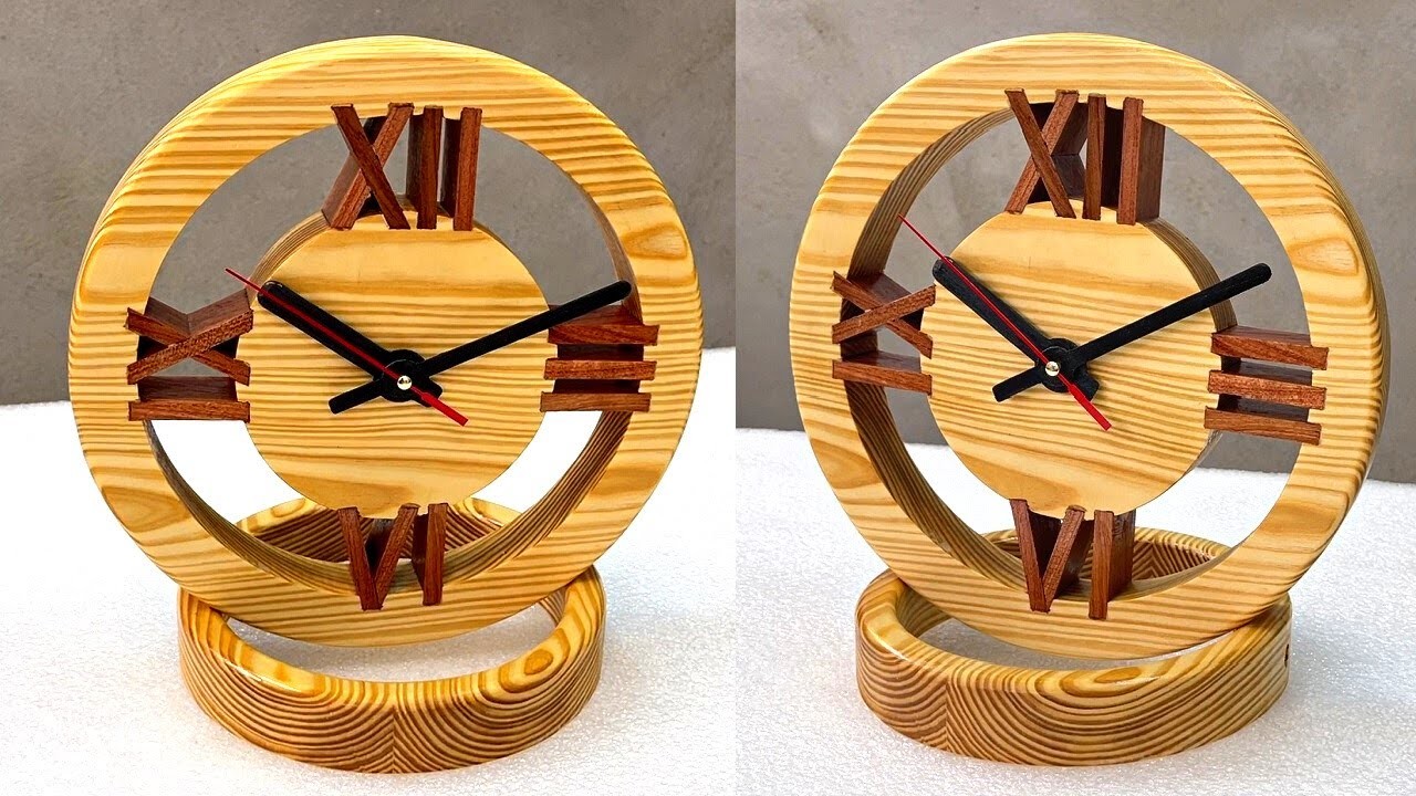 Unique Creative Woodworking Ideas. DIY Beautiful Wooden Desk Clock For Only 5 Dollars.