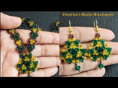 Beaded Crystal Necklace and Tree Earrings || Tutorial || Sheethal's Beads Handmade