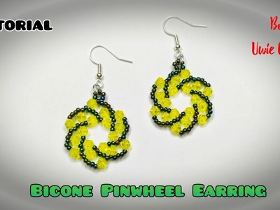 Beading Tutorial: How to Make Crystal Bicone Pinwheel Earring.Beaded Pinwheel Earring.Easy Pattern