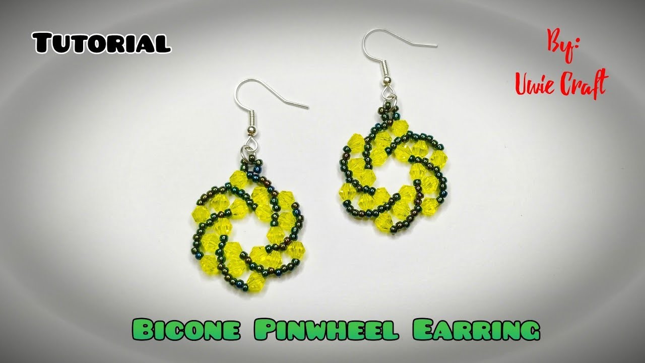Beading Tutorial: How to Make Crystal Bicone Pinwheel Earring.Beaded Pinwheel Earring.Easy Pattern