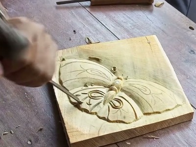 Butterfly Wood Carving.Beautiful Butterfly Art.Wood Carving Tutorial