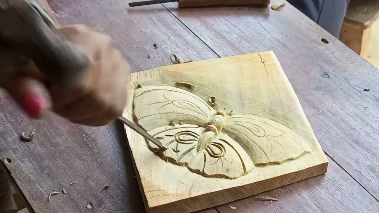 Butterfly Wood Carving.Beautiful Butterfly Art.Wood Carving Tutorial