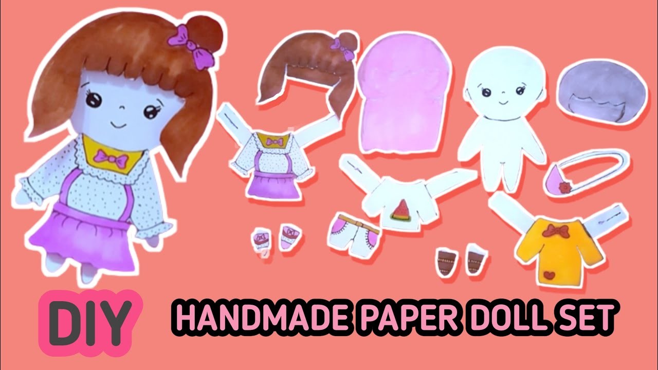 Cara Buat Boneka Kertas | HOW TO MAKE PAPER DOLL SET AT HOME | Paper Doll Dress Paper Drawing