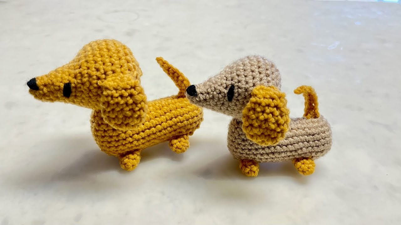 Crochet lovely dachshund. step-by-step tutorial