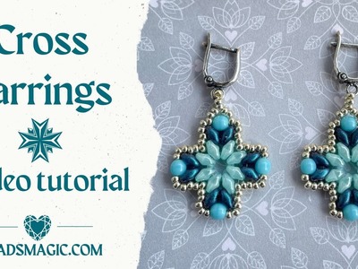 Cross earrings tutorial. DIY earrings. Cross tutorial. Beaded earrings tutorial. DIY jewelry. Cross.