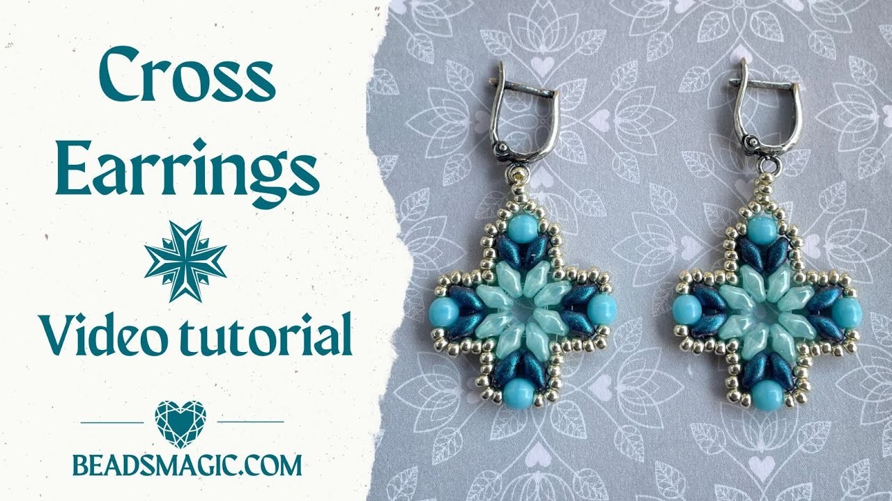 Cross earrings tutorial. DIY earrings. Cross tutorial. Beaded earrings tutorial. DIY jewelry. Cross.