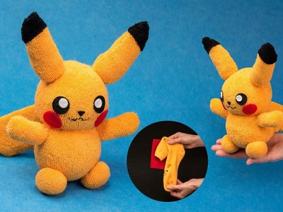 DIY a plushie Pikachu-pokemon out of socks - cute pokemon tutorial!