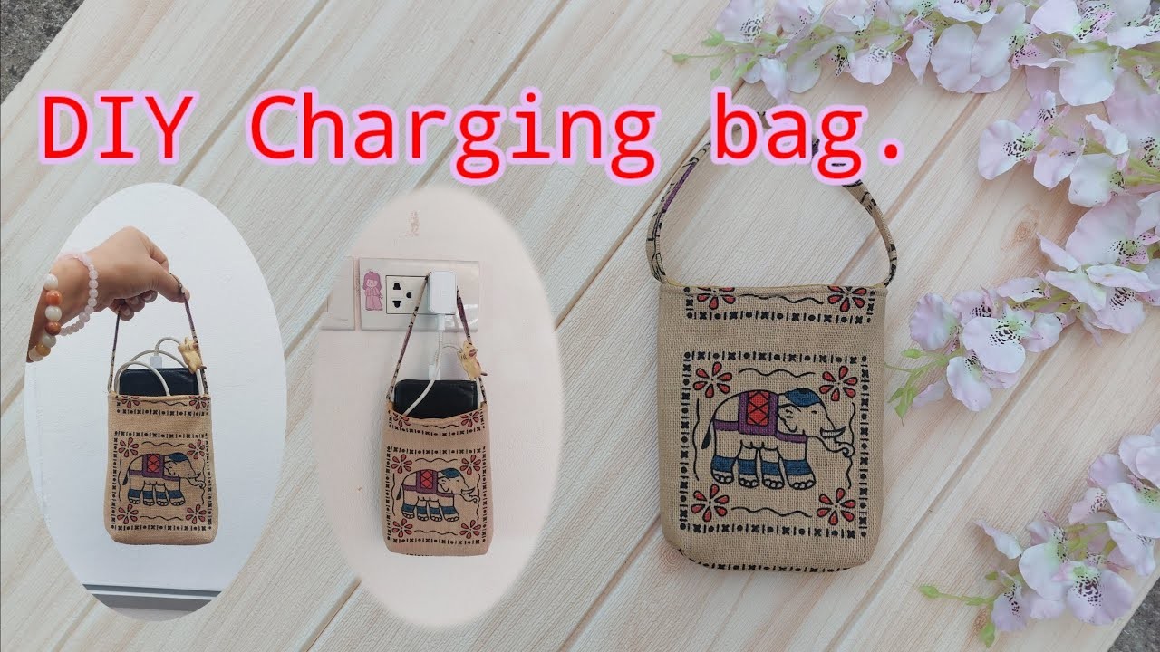 DIY. Charging bag. How to sew phone charger holder. sewing tutorial.