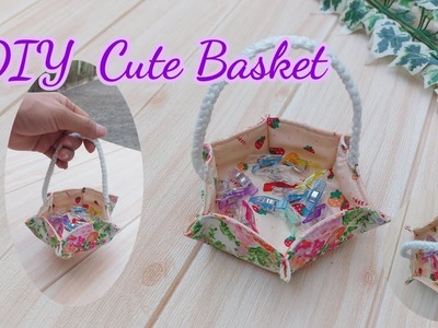 DIY Cute Basket. How to sew basket with handle. sewing tutorial.