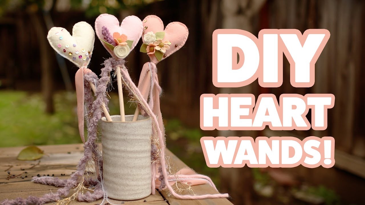 DIY How to Make a Felt Flower Heart Wand | Fairy Heart Magic Wand | Glitter Felt Craft