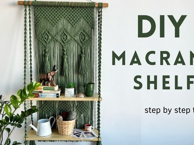 DIY Macrame Shelf Tutorial │ Macrame Wall Hanging Shelf  │ Home decorating ideas │ Book shelf diy