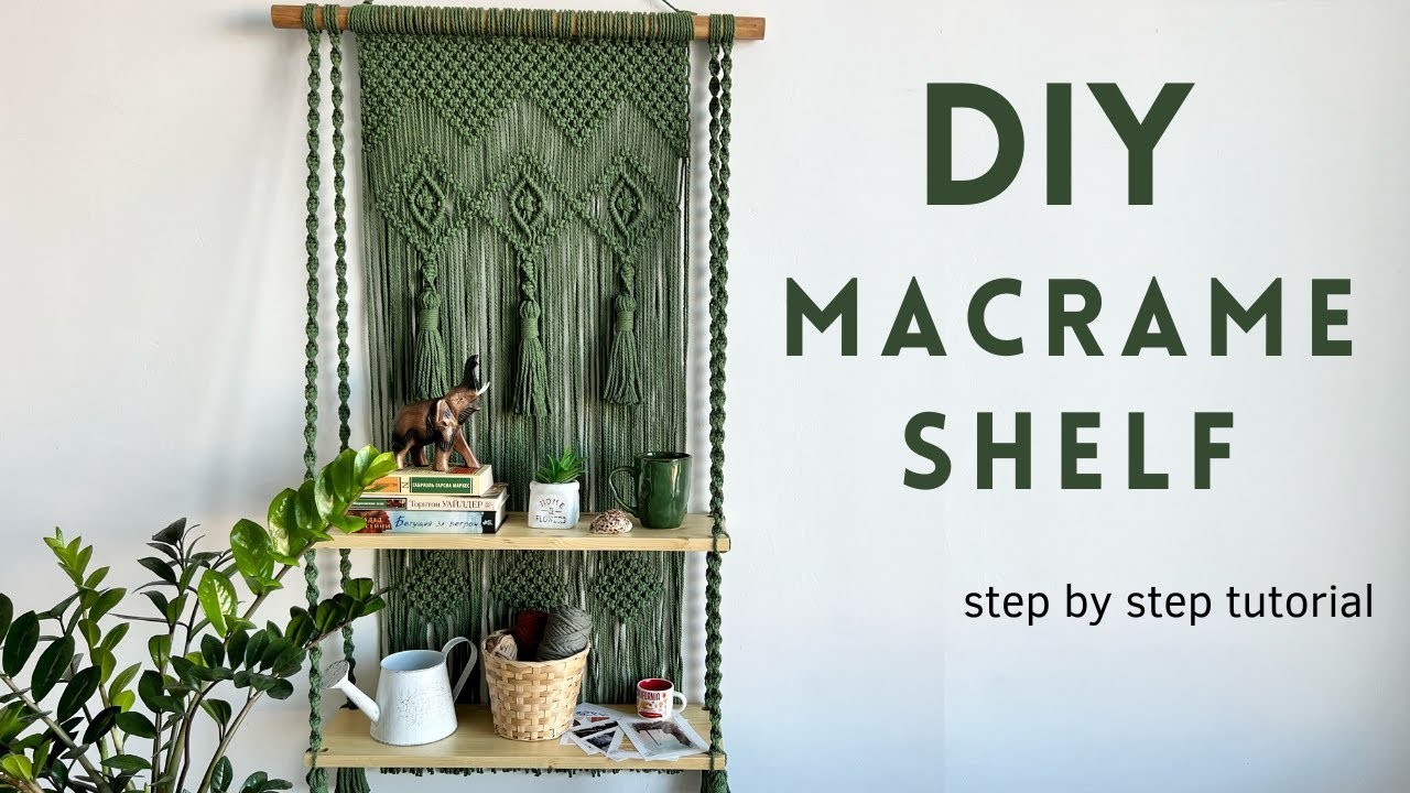 DIY Macrame Shelf Tutorial │ Macrame Wall Hanging Shelf  │ Home decorating ideas │ Book shelf diy