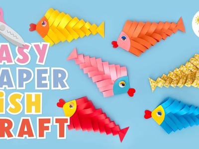 Easy paper fish craft project for kids. origami animal craft tutorial. DIY ocean themed crafts