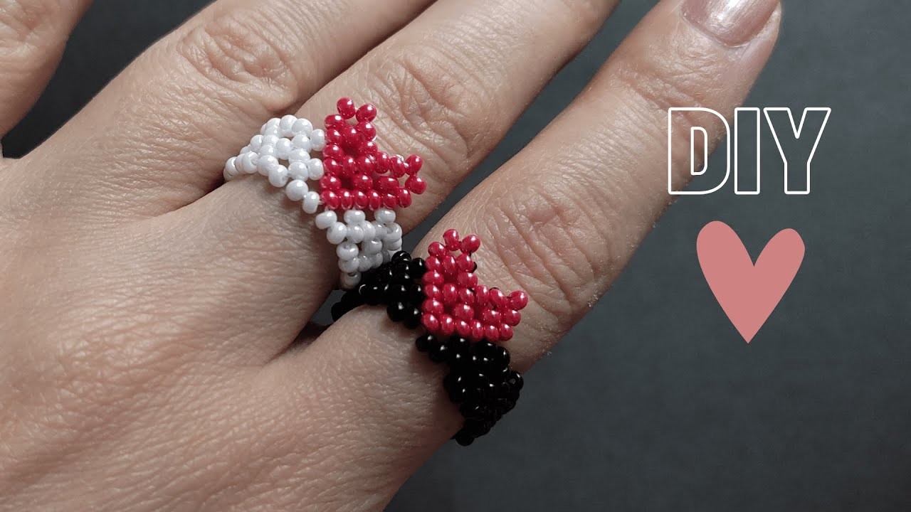 Heart Beaded Ring Tutorial Beaded Heart Ring DIY Jewelry