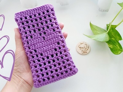 How to Crochet Phone Case | Crochet Phone Cover with Crochet Heart Pattern | ViVi Berry DIY