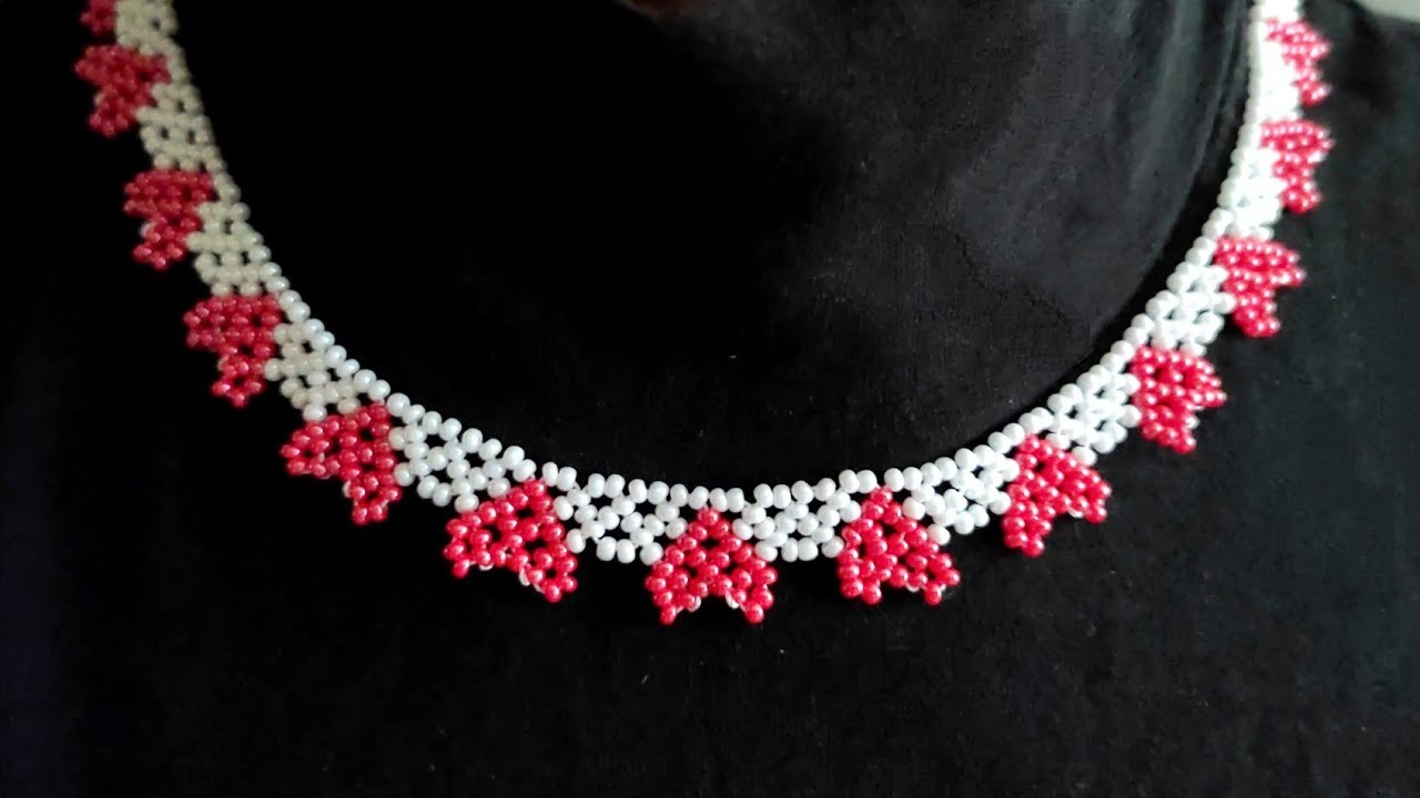 How to make bead heart necklace, DIY simple beaded necklace with seed beads tutorial