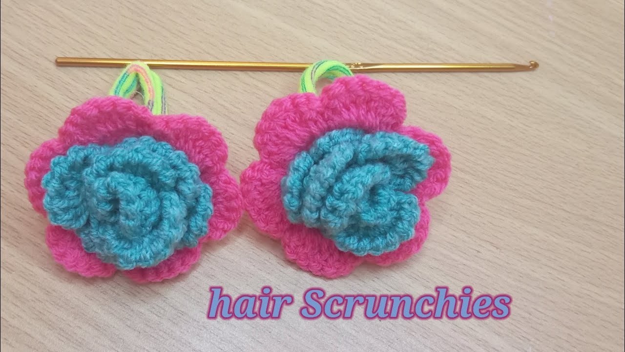 How to make crochet hair Scrunchies tutorial @alrafay0313