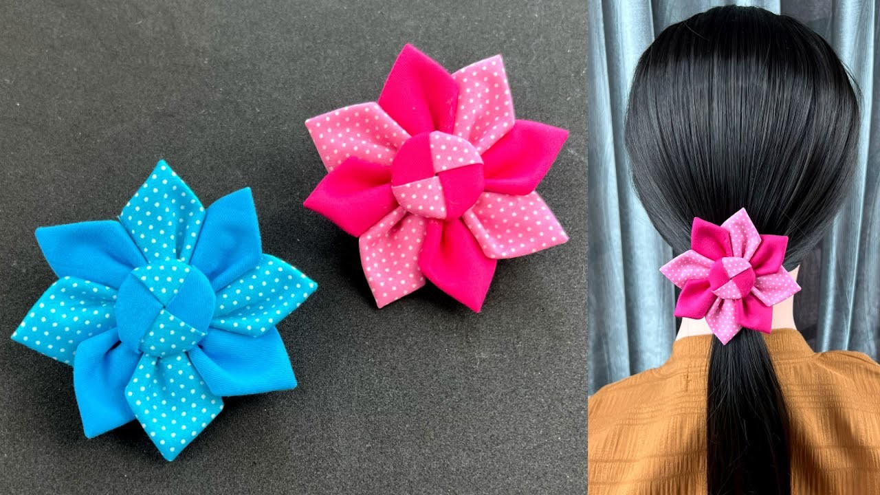 How to make Fabric Flower Hair Clip Tutorial. DIY Fabric flower.