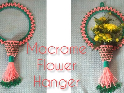 Macrame flower wall hanger .Easy Diy