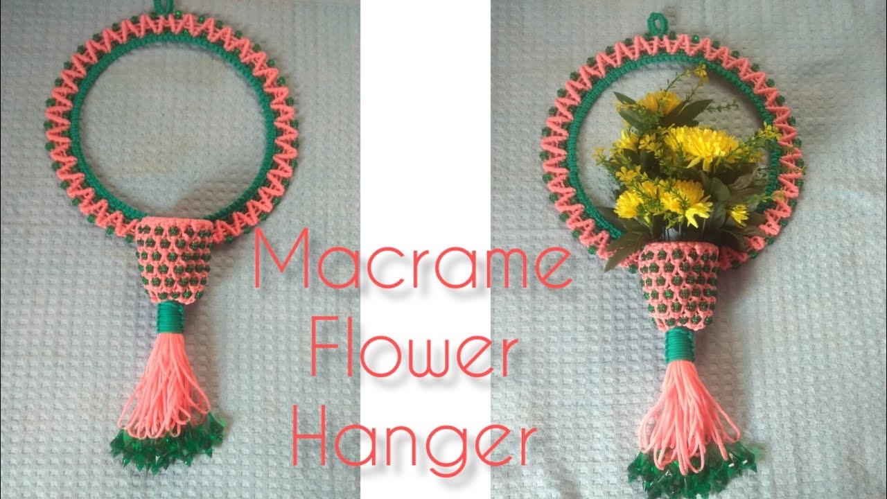 Macrame flower wall hanger .Easy Diy