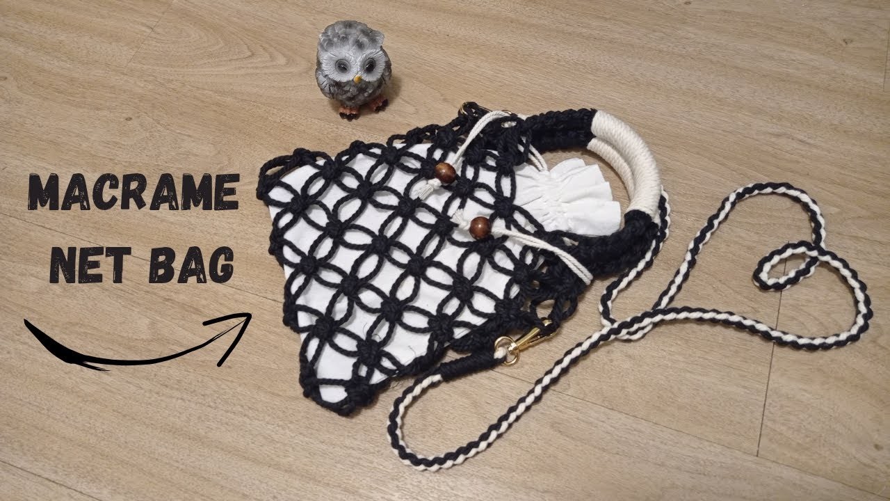 Macrame net bag | DIY | easy tutorial | for beginner | tas macrame mudah